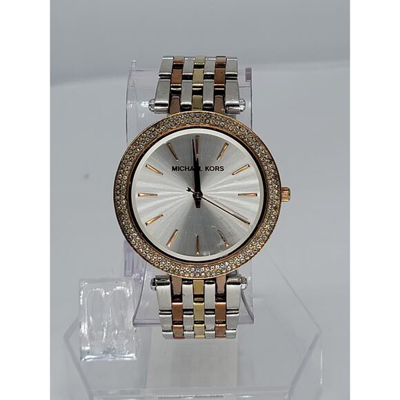 Michael Kors Darci Tri-Tone Steel Crystal Silver Dial Ladies Quartz Watch MK3203 - Picture 7 of 9